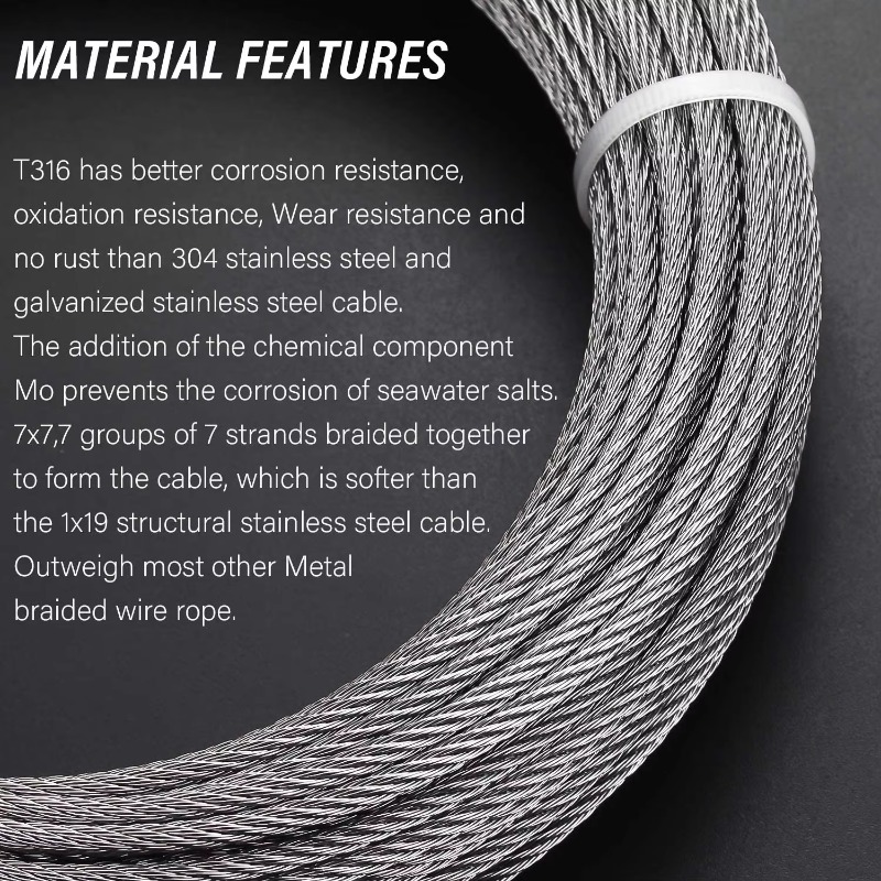 Corda de fio 7x19 diâmetro 3.1 - Stainless Wire Ss316 avaliação e preço